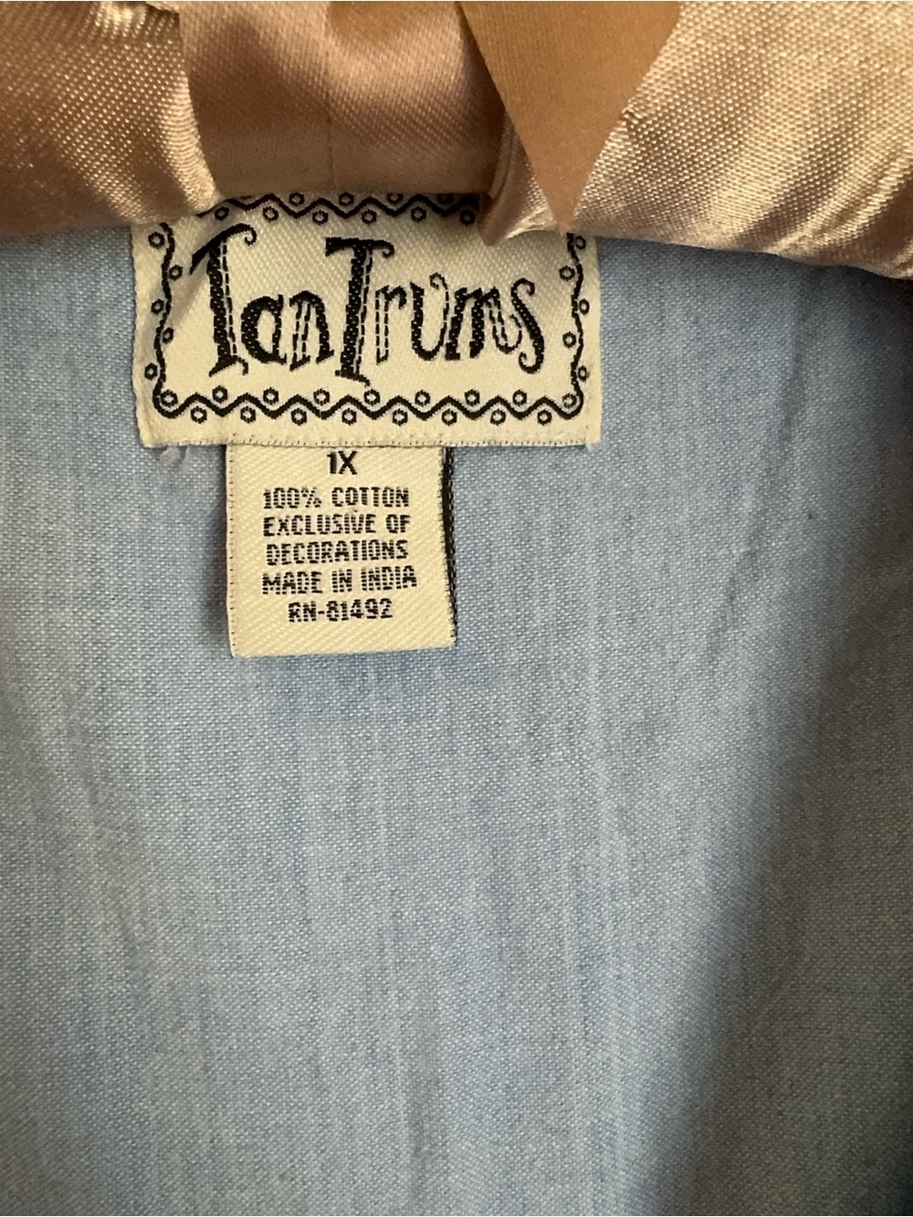 Vintage Embroidered Light Blue Floral Button Vest - Picture 2 of 3